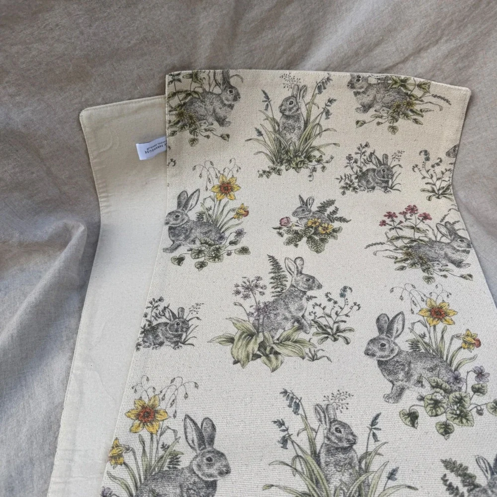The Farmhouse Rachel Ashwell Table Runner Bunny Rabbit Floral Easter Spring 72